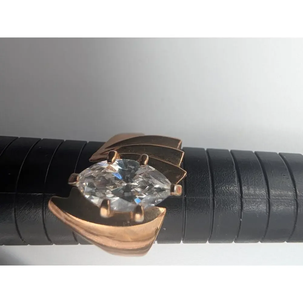 Stunning 18K GE Rose Gold Marquise Cut Cubic Zirconia Solitaire Fashion Ring 8